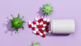 A picture of an antibiotics treatment with viruses and bacteria.