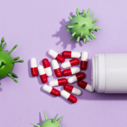 A picture of an antibiotics treatment with viruses and bacteria.