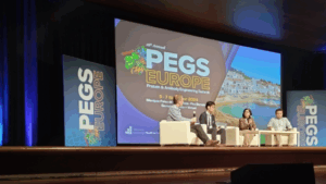 Plenary Panel Discussion at PEGS Europe with Christian Klein, CXO Curie.Bio; Taruna Arora, Former VP Biotherapeutics, Bristol Myers Squibb; Tomyuki Igawa, Head of Discovery Research Division. Chugai Pharmaceutical Co. Ltd; and Hironori Matsunaga, PhD, Scientist, Discovery Research Lab, Daiichi Sankyo Co., Ltd