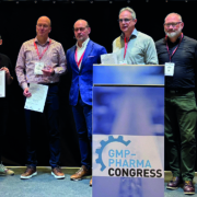 Left to right: Christian Horn, Merck Lifesciences; Maxim Mistretta, Spore.Bio; Andrew Gravett, AstraZeneca; Oliver Schmidt, Concept Heidelberg; Matthias Markus, Bayer; Ralf A. Knierieme, Merck Lifesciences; Andre Schult, Peerox