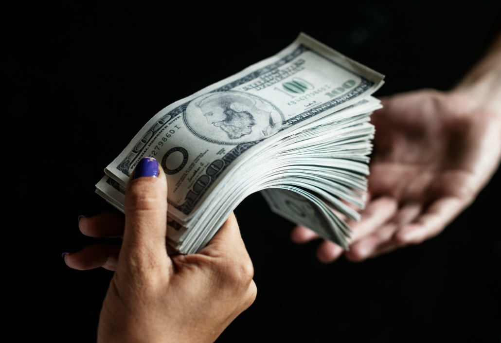 money changing hand