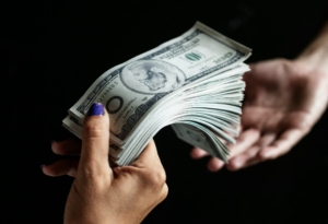 money changing hand