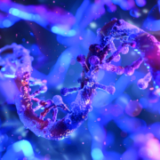 A microscopic view of small interfering RNA molecules binding to mRNA demonstrating the epigenetic mechanism of RNA interference in gene silencing A microscopic view of small interfering RNA molecules binding to mRNA demonstrating the epigenetic mechanism of RNA interference in gene silencing