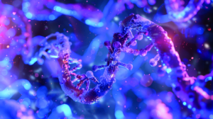A microscopic view of small interfering RNA molecules binding to mRNA demonstrating the epigenetic mechanism of RNA interference in gene silencing A microscopic view of small interfering RNA molecules binding to mRNA demonstrating the epigenetic mechanism of RNA interference in gene silencing