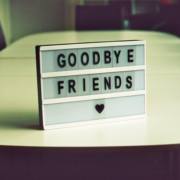goodbye sign on a desk