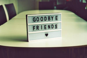 goodbye sign on a desk goodbye sign on a desk