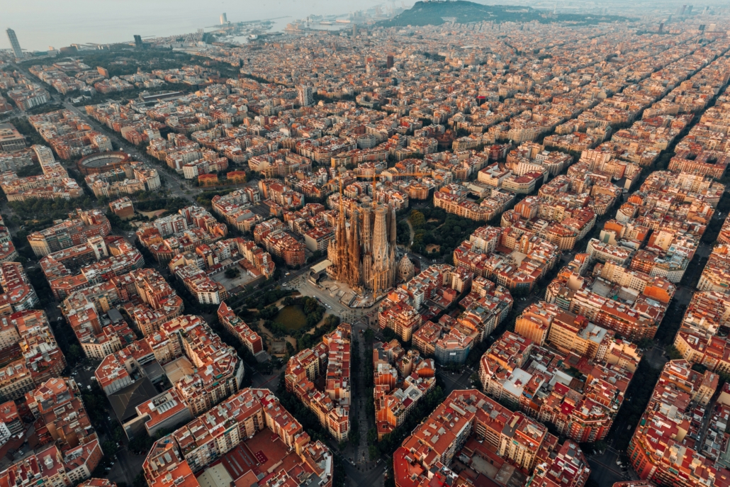 aerial view barcelona spain