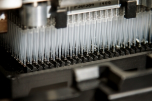 DNA Genotyping and Sequencing High-throughput DNA processing is enabled by automated liquid-handling robots at the Cancer Genomics Research Laboratory