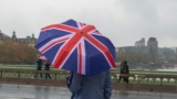 UK flag umbrella rain