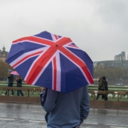 UK flag umbrella rain