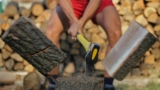 cutting wood axe