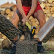 cutting wood axe