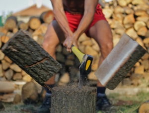 cutting wood axe