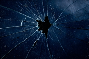 smashed window glass blow