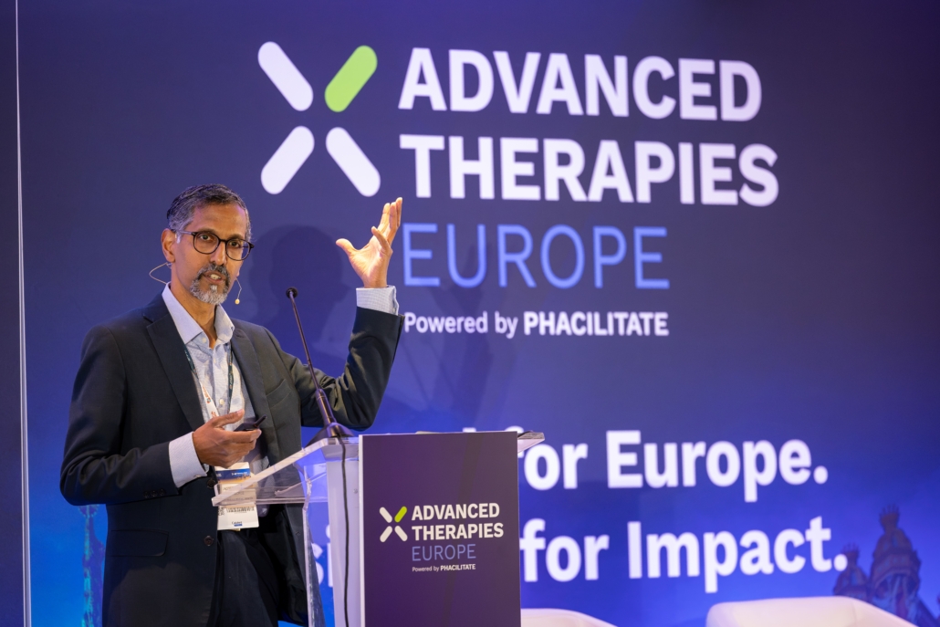 Professor Jacob George, Chief Medical and Scientific Officer at the MHRA presenting his keynote speech at Phacilitate Advanced Therapies Europe, 2026